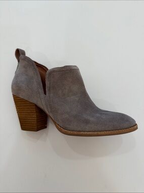 Jeffrey Campbell Gray Suede Stacked Heel Ankle Boot